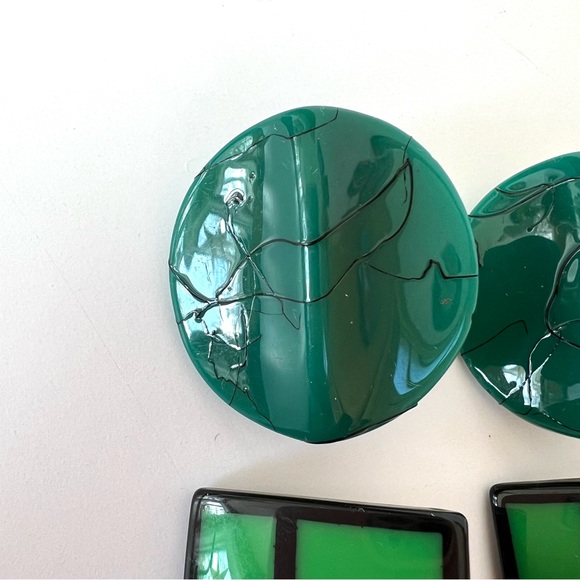 Vintage Green Set of 3 Earrings 1980 - Picture 4 of 8